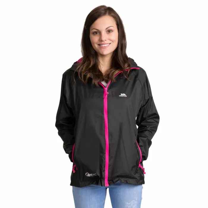 Qikpac Waterproof Packaway Jacket Black Women Trespass Packaway Jackets