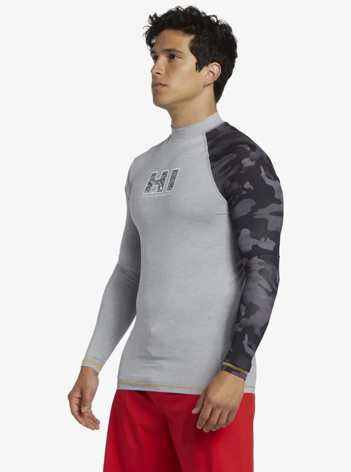 Quiksilver Hi Island Rush Long Sleeve UPF 50 Rashguard Sleet Heather Mens Rashguards Quiksilver Hi Island Rush Long Sleeve UPF 50 Rashguard Sleet Heather Mens Rashguards