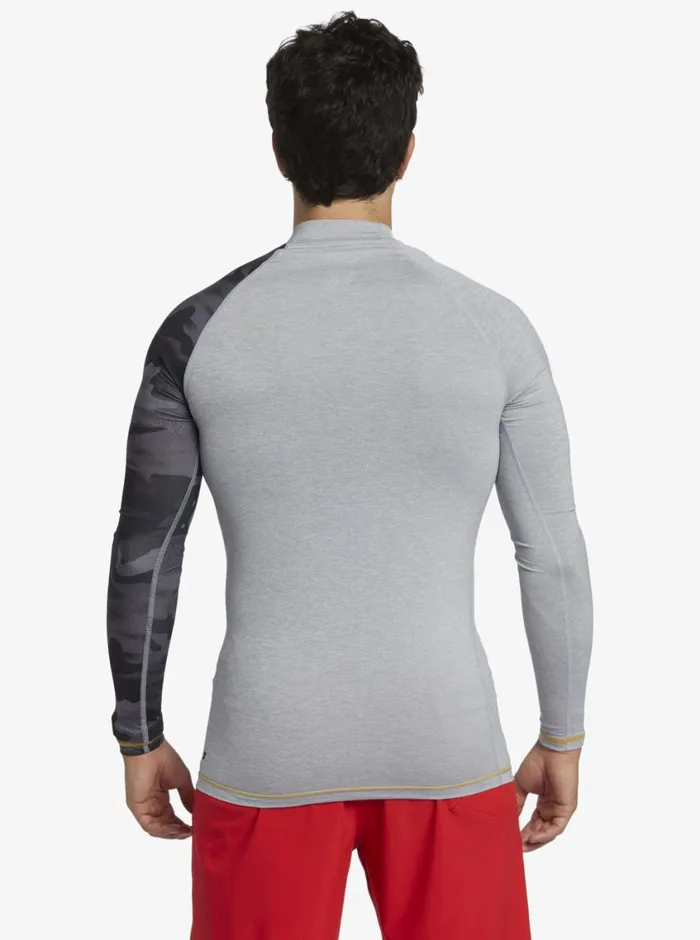 Quiksilver Hi Island Rush Long Sleeve UPF 50 Rashguard Sleet Heather Mens Rashguards Quiksilver Hi Island Rush Long Sleeve UPF 50 Rashguard Sleet Heather Mens Rashguards