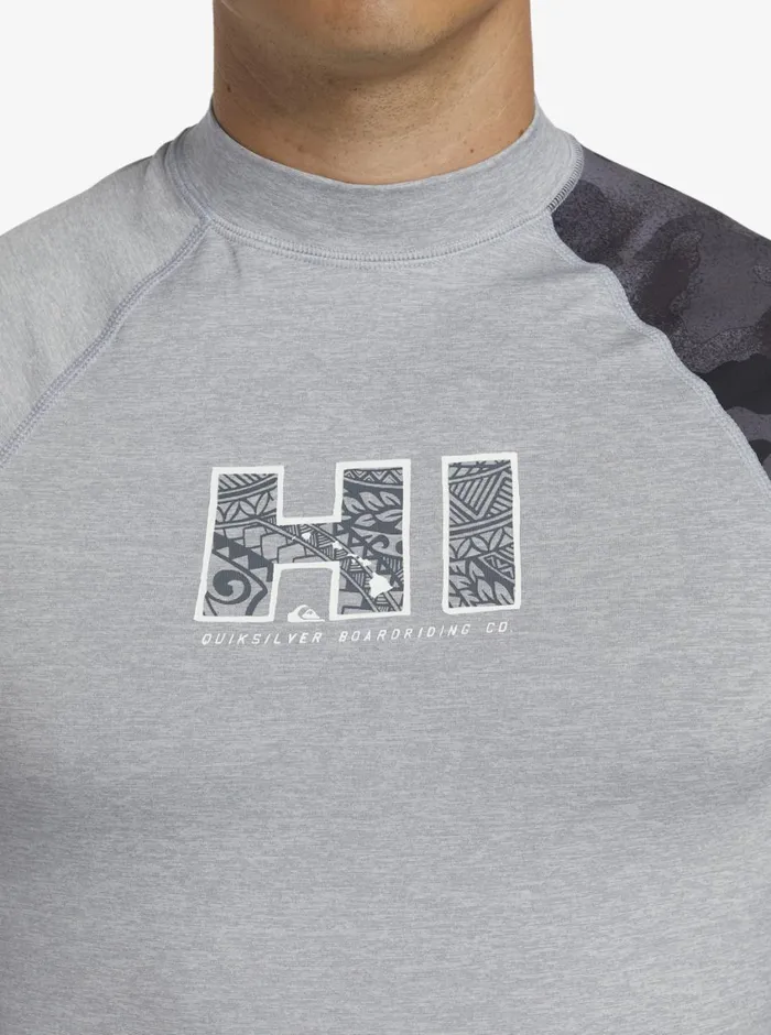 Quiksilver Hi Island Rush Long Sleeve UPF 50 Rashguard Sleet Heather Mens Rashguards Quiksilver Hi Island Rush Long Sleeve UPF 50 Rashguard Sleet Heather Mens Rashguards