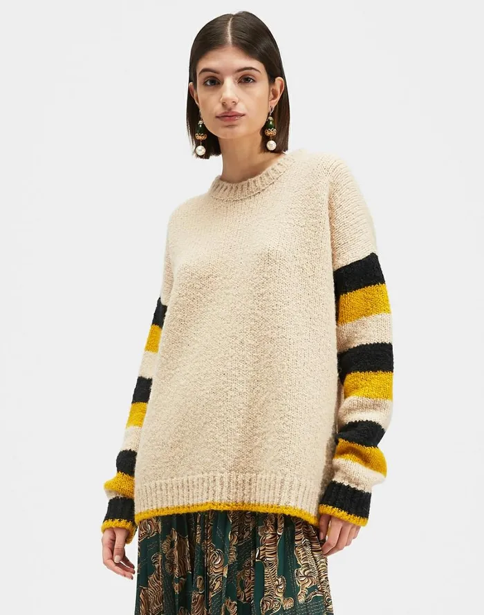 Ready To Wear Knitwear La Double J Crew Boy Sweater Cammellonerogiallo
