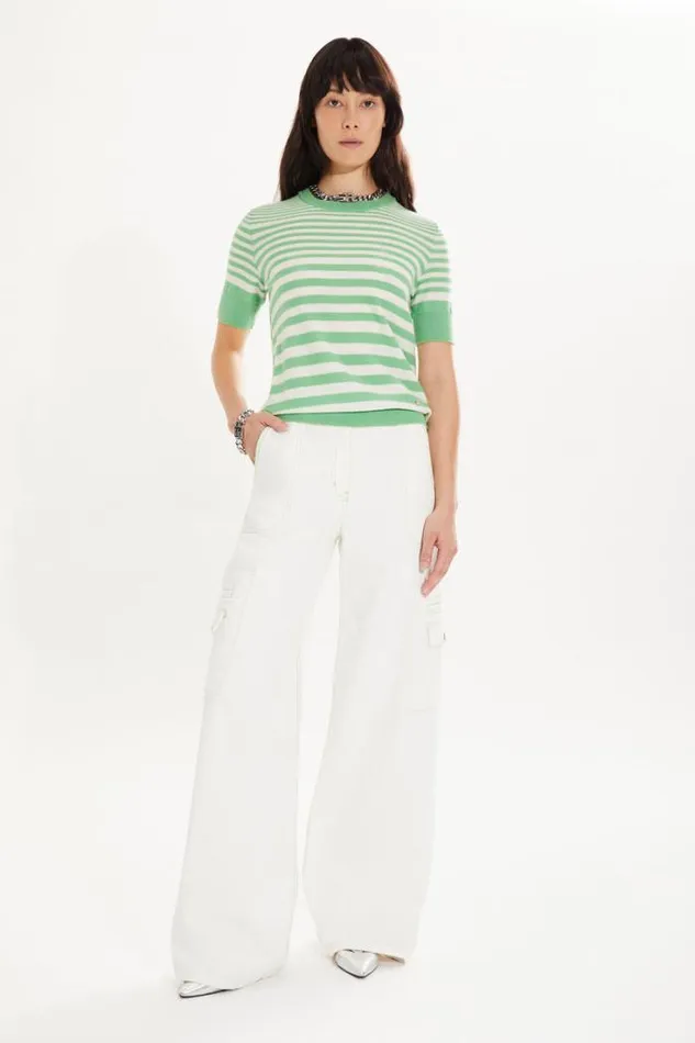 Readytowear Sweaters Sonia Rykiel Striped Shortsleeved Crewneck Sweater