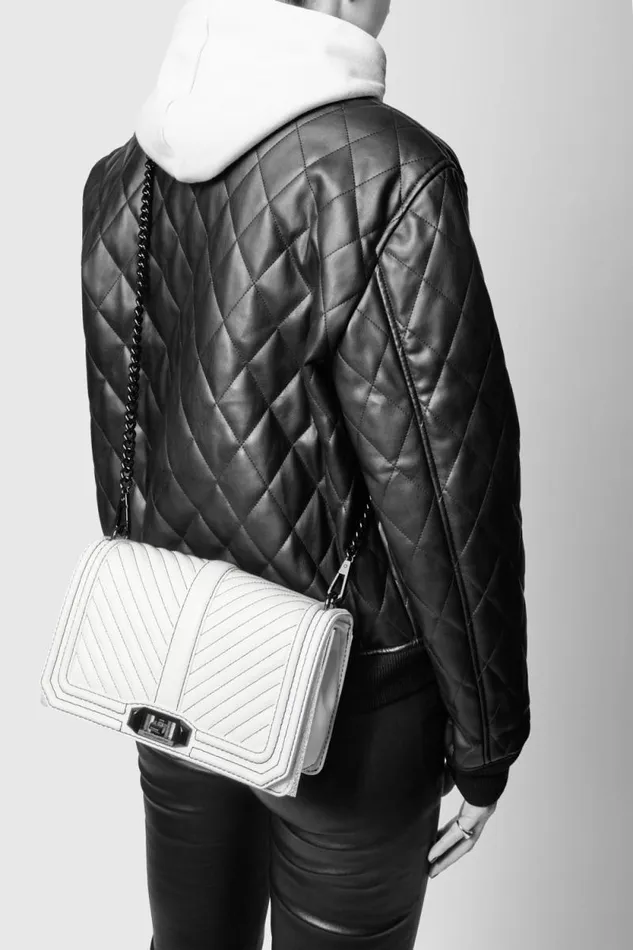 Rebecca Minkoff Crossbody Bags Chevron Quilted Love Crossbody Anthracite 8211 Handbags