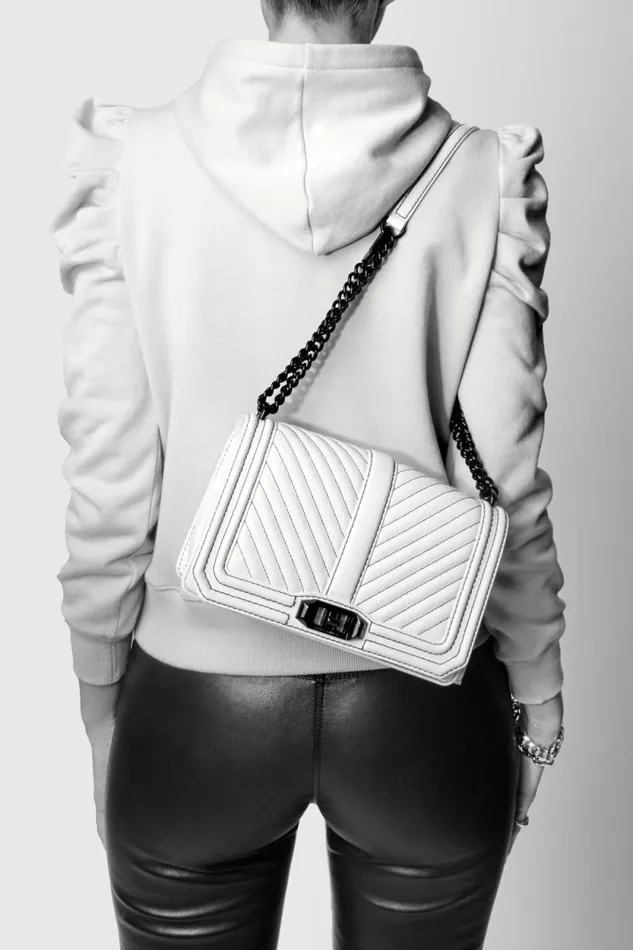 Rebecca Minkoff Crossbody Bags Chevron Quilted Love Crossbody Anthracite 8211 Handbags