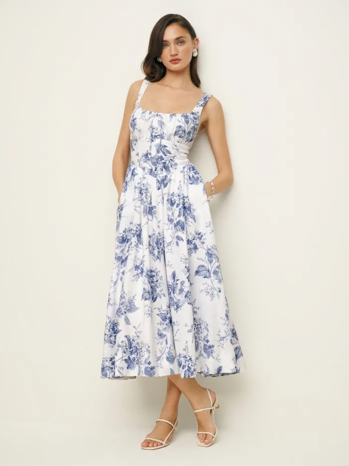 Reformation Dresses Balia Linen Dress Lupine 8211 Women Reformation Dresses Balia Linen Dress Lupine 8211 Women