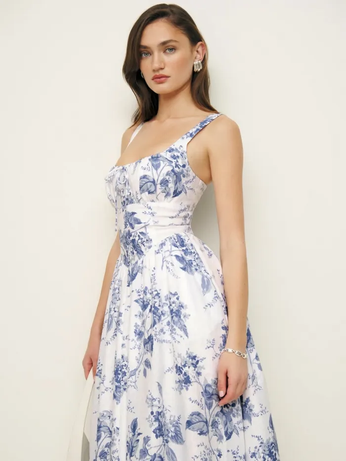 Reformation Dresses Balia Linen Dress Lupine 8211 Women Reformation Dresses Balia Linen Dress Lupine 8211 Women
