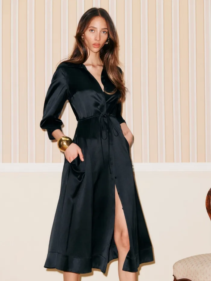 Reformation Dresses Cavell Dress Black 8211 Women Reformation Dresses Cavell Dress Black 8211 Women