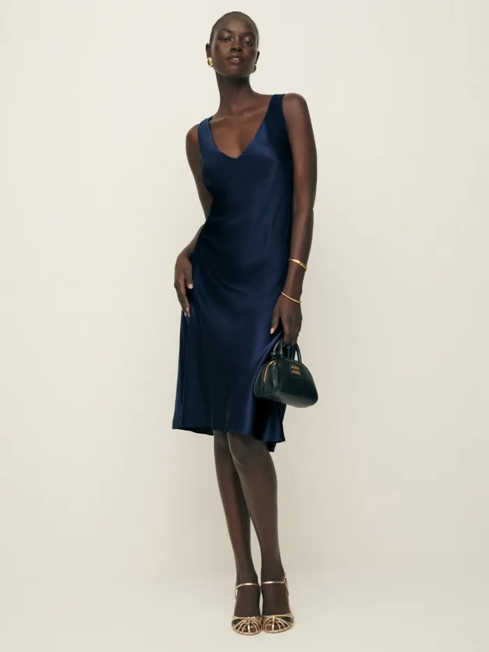 Reformation Dresses Lila Silk Dress Navy 8211 Women Reformation Dresses Lila Silk Dress Navy 8211 Women