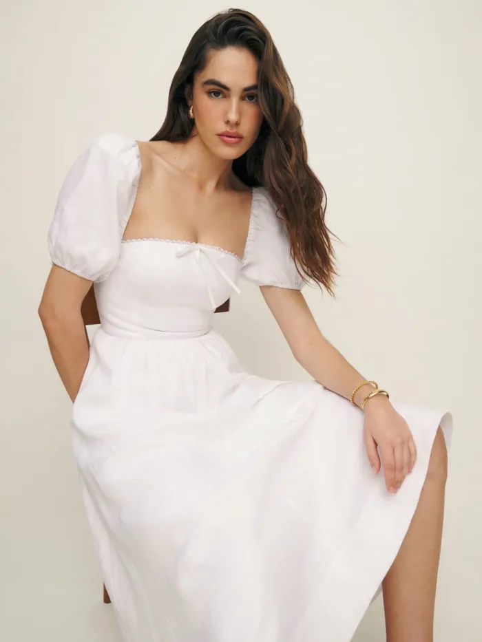 Reformation Dresses Marella Linen Dress White 8211 Women