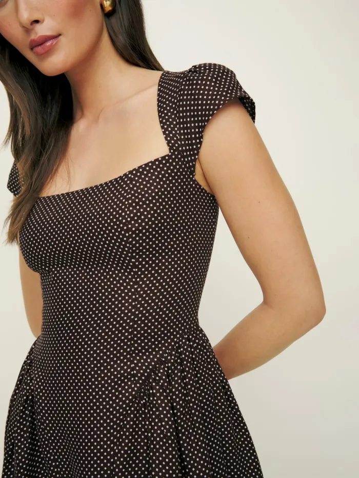 Reformation Dresses Oaklyn Linen Dress Chocolate Chip 8211 Women Reformation Dresses Oaklyn Linen Dress Chocolate Chip 8211 Women