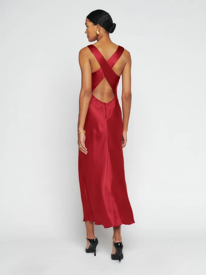 Reformation Dresses Petites Casette Silk Dress Sangre 8211 Women Reformation Dresses Petites Casette Silk Dress Sangre 8211 Women