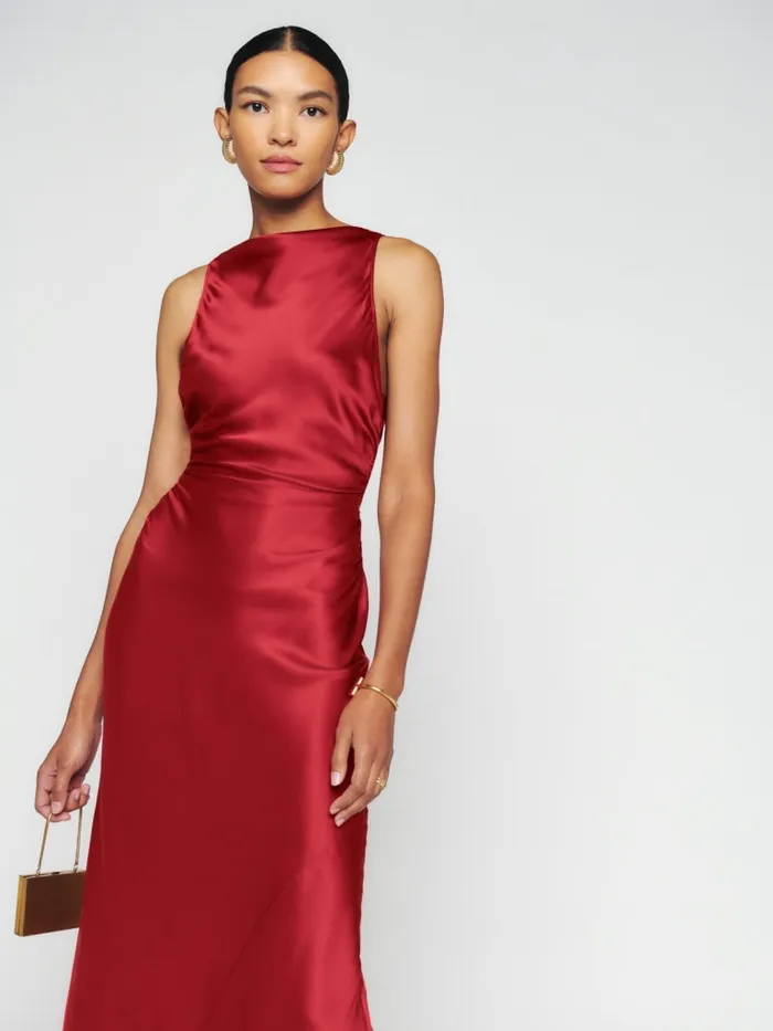 Reformation Dresses Petites Casette Silk Dress Sangre 8211 Women Reformation Dresses Petites Casette Silk Dress Sangre 8211 Women