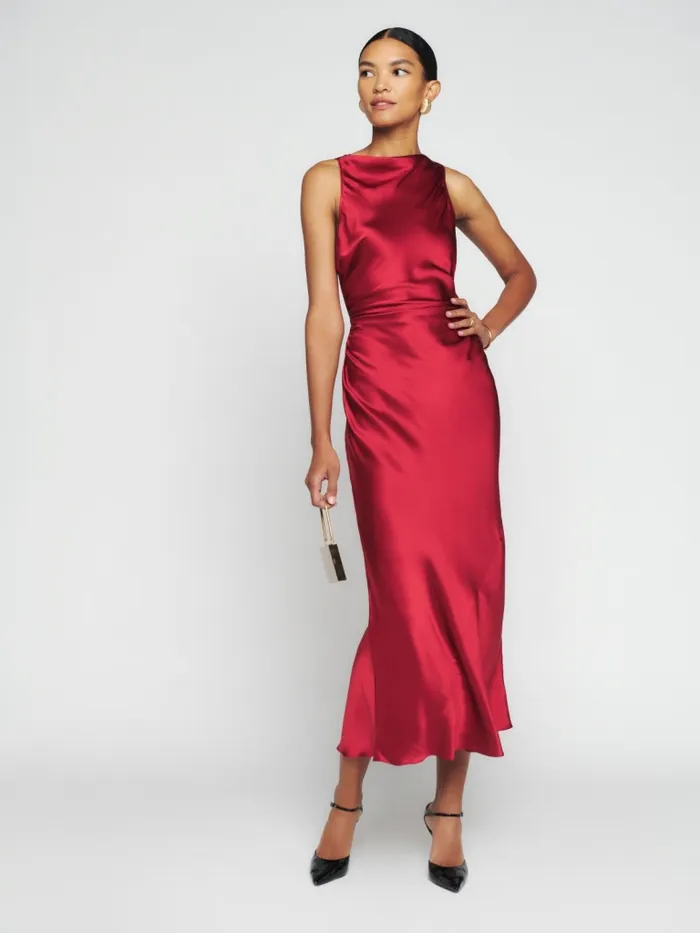 Reformation Dresses Petites Casette Silk Dress Sangre 8211 Women Reformation Dresses Petites Casette Silk Dress Sangre 8211 Women
