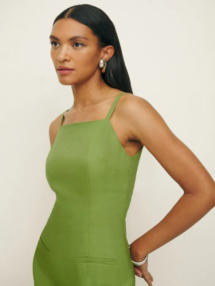 Reformation Dresses Phillipa Linen Dress Avocado 8211 Women Reformation Dresses Phillipa Linen Dress Avocado 8211 Women