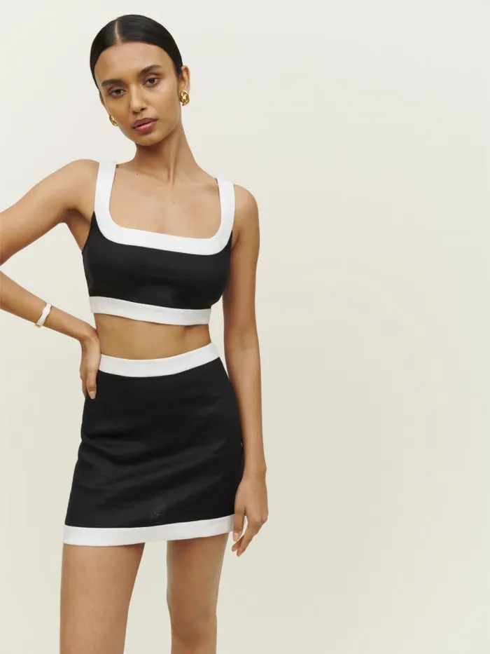 Reformation Dresses Robbie Linen Two Piece Blackwhite 8211 Women Reformation Dresses Robbie Linen Two Piece Blackwhite 8211 Women
