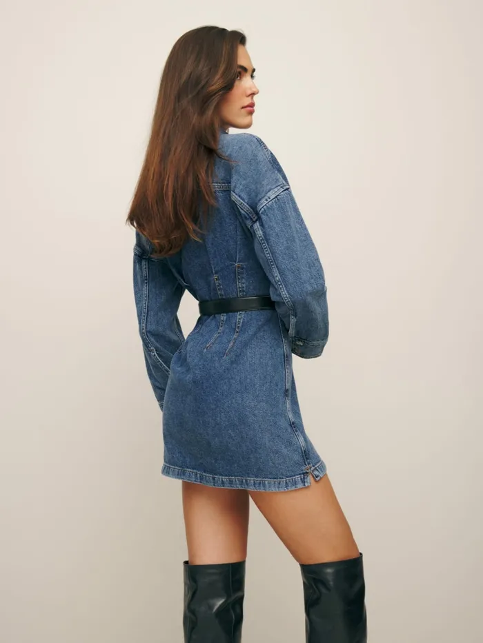 Reformation Dresses Roxanna Cinch Waist Denim Mini Dress Greely 8211 Women Reformation Dresses Roxanna Cinch Waist Denim Mini Dress Greely 8211 Women