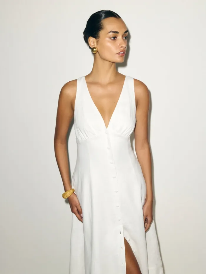 Reformation Dresses Sebastien Linen Dress White 8211 Women Reformation Dresses Sebastien Linen Dress White 8211 Women