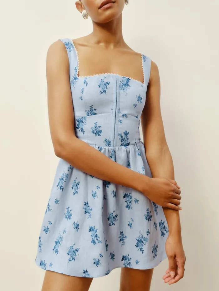 Reformation Dresses Sheri Linen Dress Crystalline 8211 Women Reformation Dresses Sheri Linen Dress Crystalline 8211 Women
