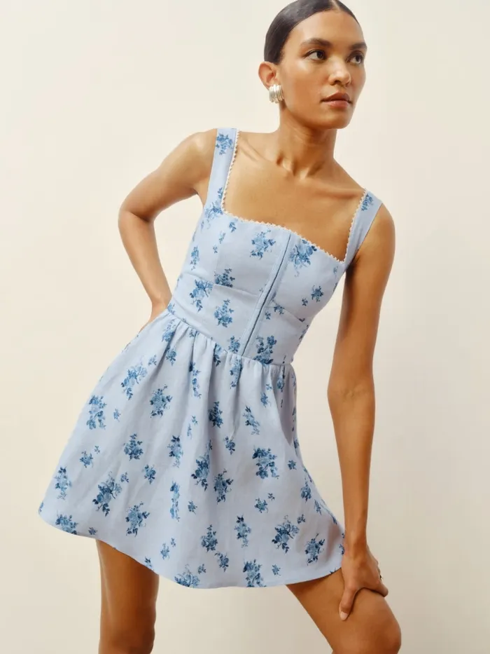 Reformation Dresses Sheri Linen Dress Crystalline 8211 Women Reformation Dresses Sheri Linen Dress Crystalline 8211 Women
