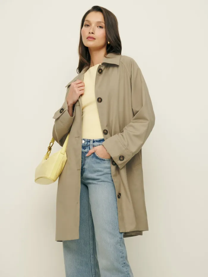 Reformation Outerwear Dion Trench Khaki 8211 Women