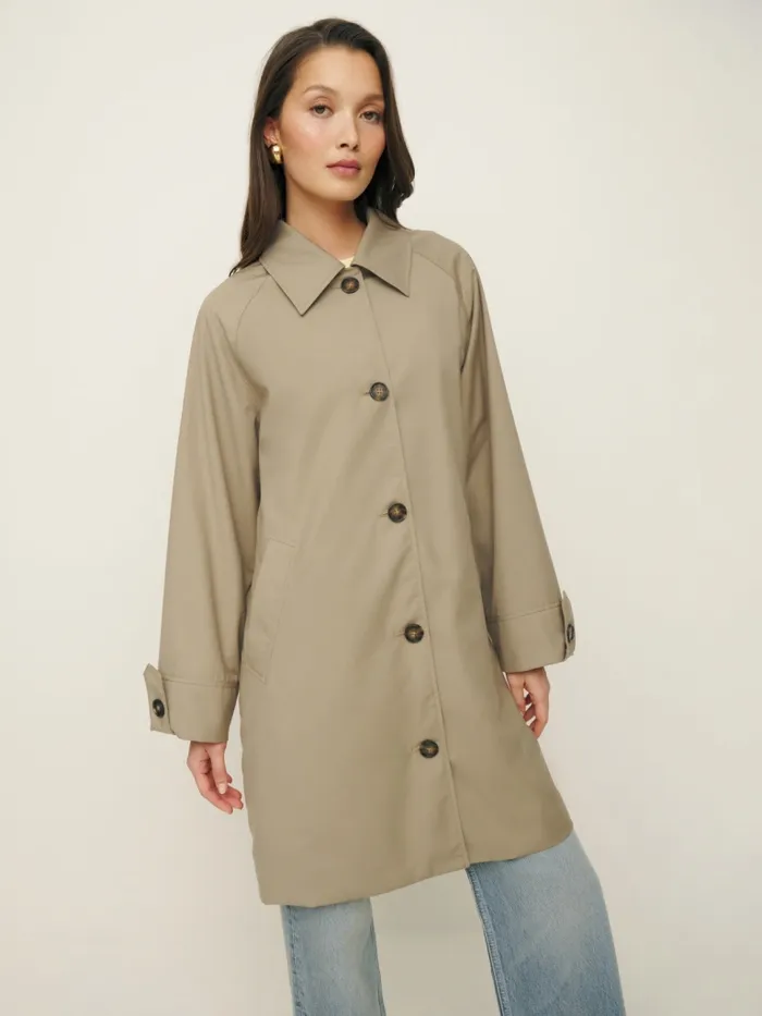 Reformation Outerwear Dion Trench Khaki 8211 Women