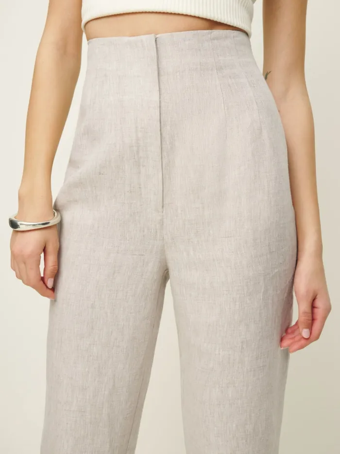 Reformation Pants Colton Linen Pant Oatmeal 8211 Women
