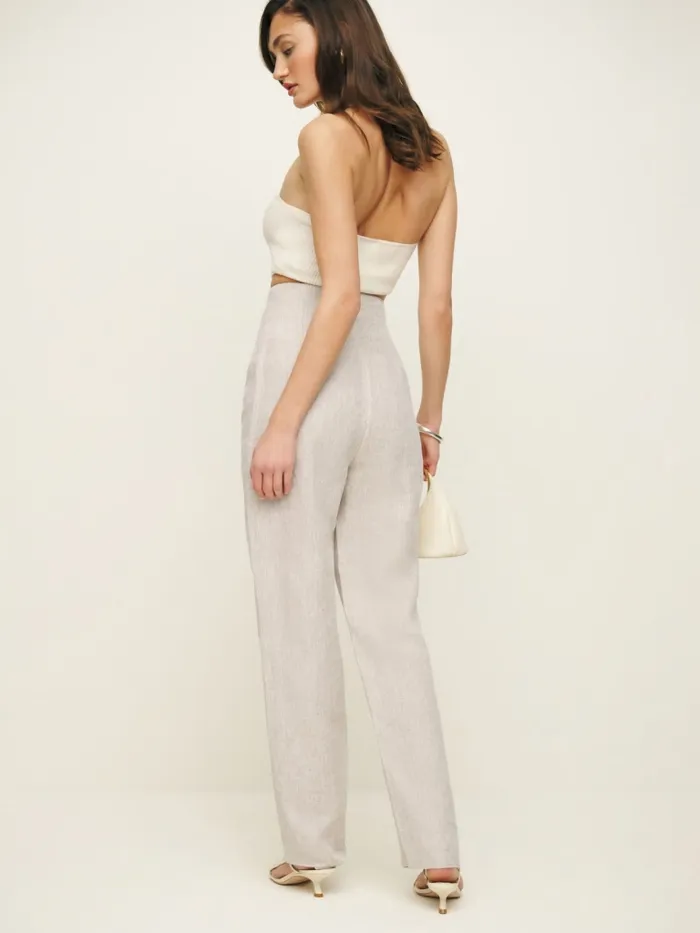 Reformation Pants Colton Linen Pant Oatmeal 8211 Women