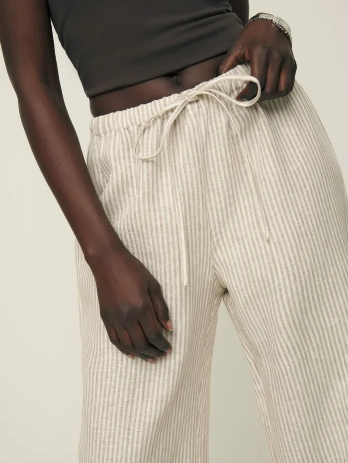 Reformation Pants Petites Olina Linen Pant Sandy Stripe 8211 Women Reformation Pants Petites Olina Linen Pant Sandy Stripe 8211 Women