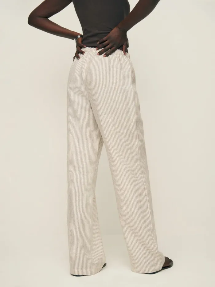 Reformation Pants Petites Olina Linen Pant Sandy Stripe 8211 Women Reformation Pants Petites Olina Linen Pant Sandy Stripe 8211 Women