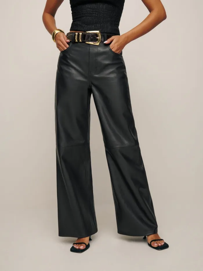 Reformation Pants Petites Veda Kennedy Wide Leg Leather Pant Black 8211 Women Reformation Pants Petites Veda Kennedy Wide Leg Leather Pant Black 8211 Women