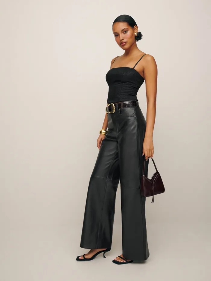 Reformation Pants Petites Veda Kennedy Wide Leg Leather Pant Black 8211 Women Reformation Pants Petites Veda Kennedy Wide Leg Leather Pant Black 8211 Women