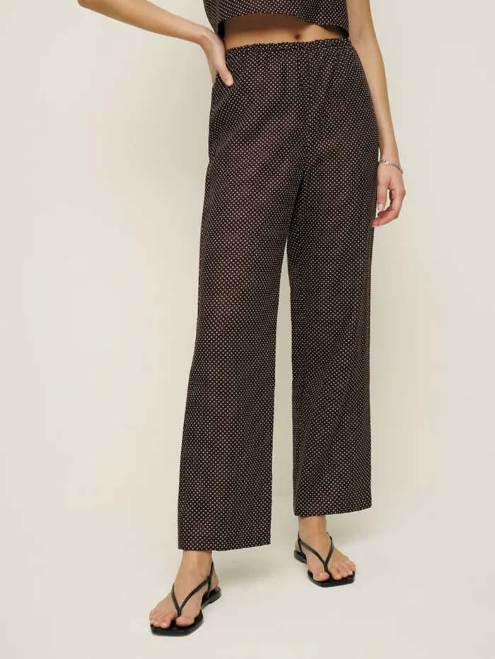 Reformation Pants Remi Cropped Linen Pant Chocolate Chip 8211 Women