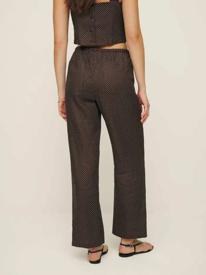 Reformation Pants Remi Cropped Linen Pant Chocolate Chip 8211 Women