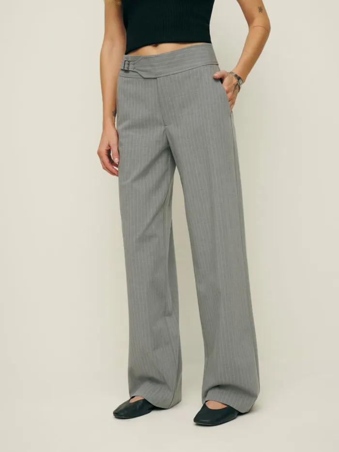 Reformation Pants Risa Pant Light Grey Stripe 8211 Women