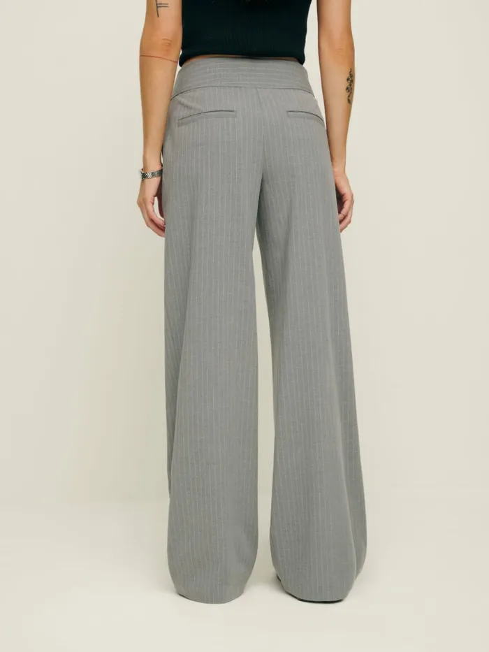 Reformation Pants Risa Pant Light Grey Stripe 8211 Women