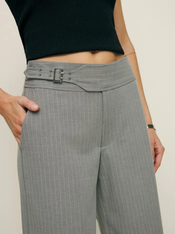 Reformation Pants Risa Pant Light Grey Stripe 8211 Women