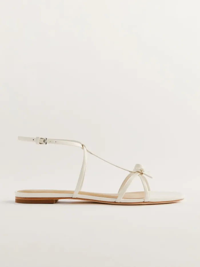 Reformation Sandals Maya Flat Sandal White Patent 8211 Women Reformation Sandals Maya Flat Sandal White Patent 8211 Women