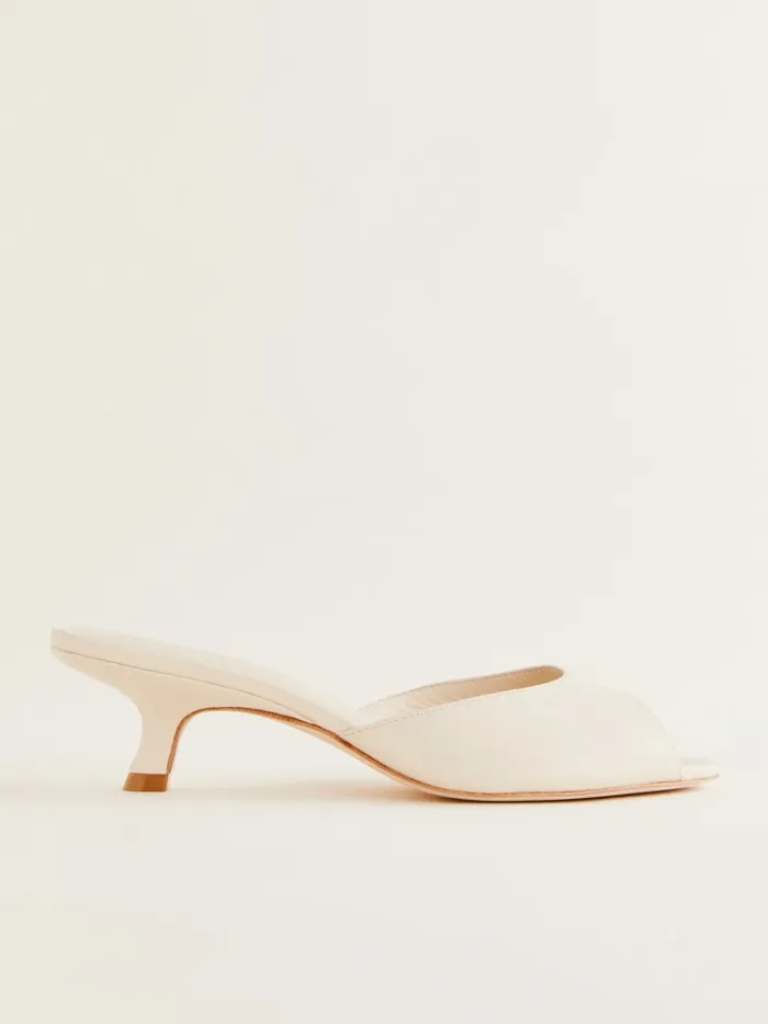 Reformation Sandals Winnie Peep Toe Heeled Mule Almond Leather 8211 Women Reformation Sandals Winnie Peep Toe Heeled Mule Almond Leather 8211 Women