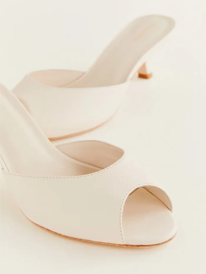 Reformation Sandals Winnie Peep Toe Heeled Mule Almond Leather 8211 Women Reformation Sandals Winnie Peep Toe Heeled Mule Almond Leather 8211 Women