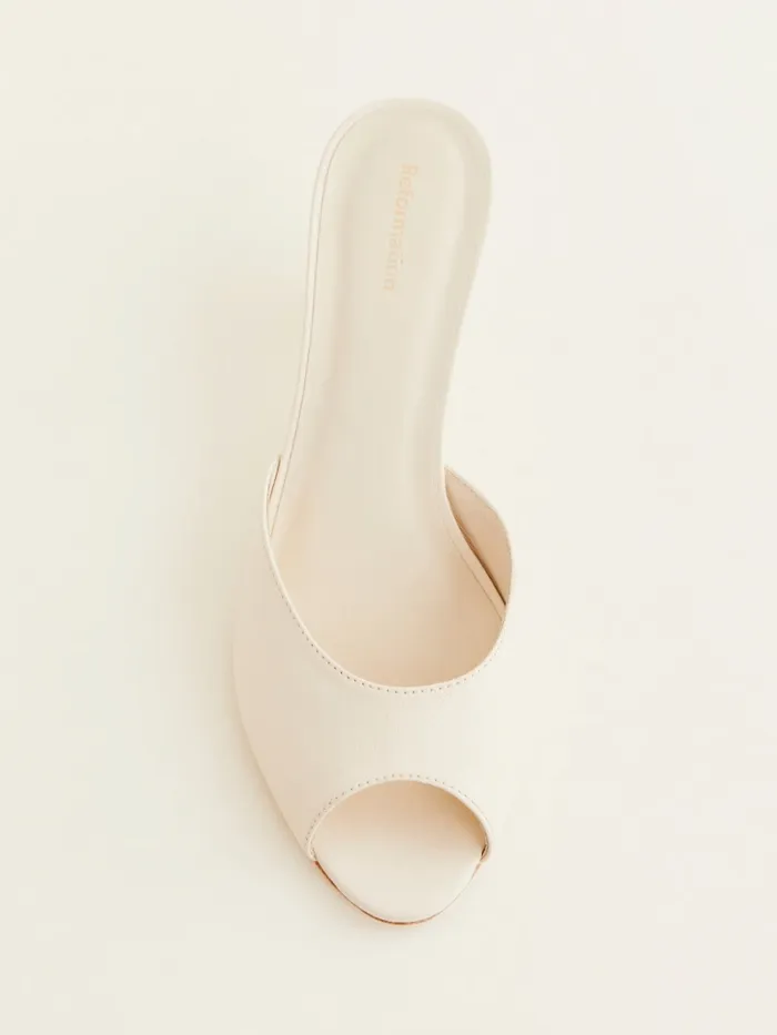 Reformation Sandals Winnie Peep Toe Heeled Mule Almond Leather 8211 Women Reformation Sandals Winnie Peep Toe Heeled Mule Almond Leather 8211 Women