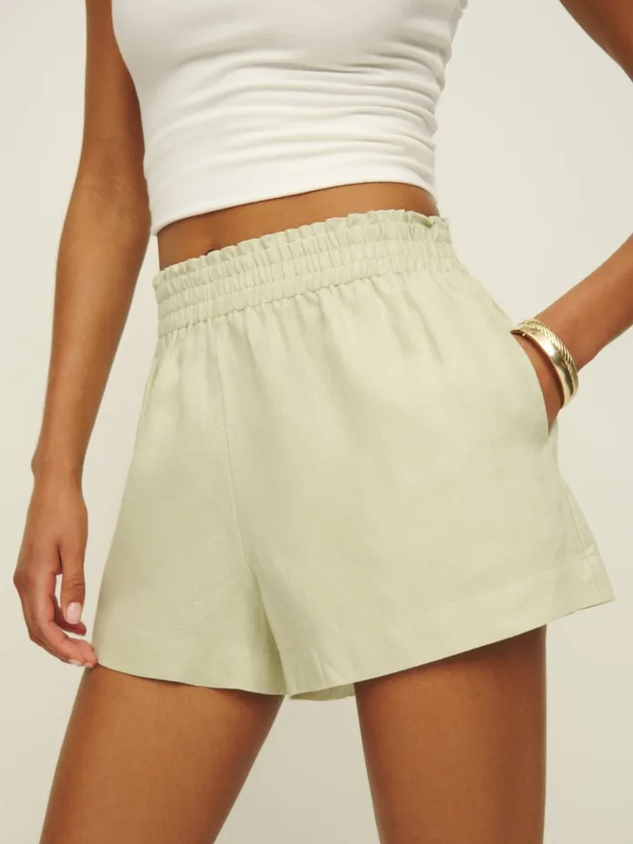 Reformation Shorts Mila Linen Short Dried Herbs 8211 Women