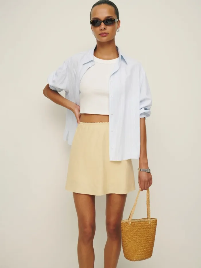 Reformation Skirts Brandy Linen Skirt Parmesan 8211 Women