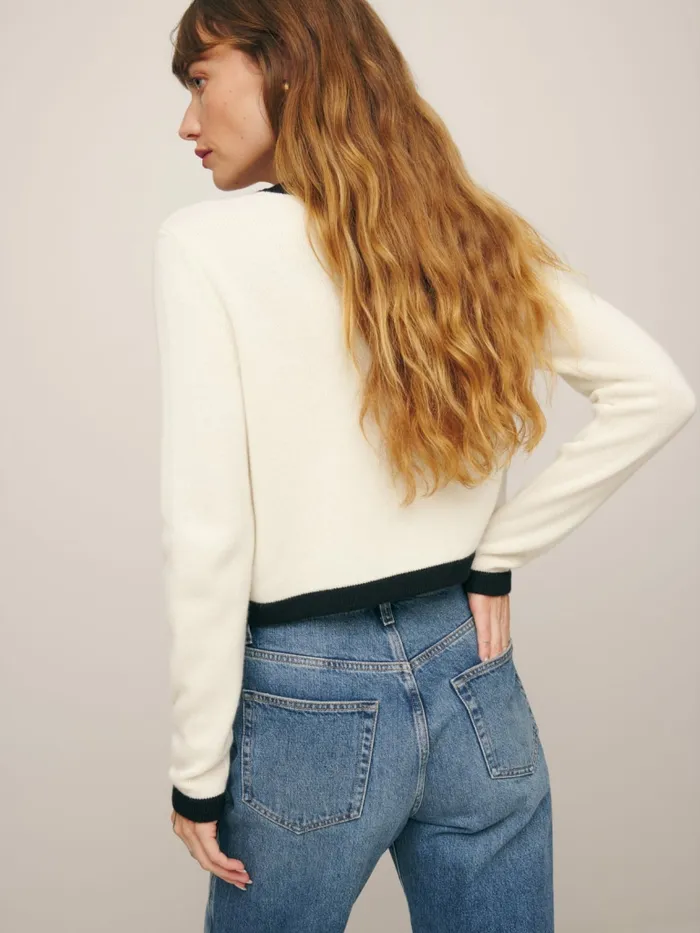 Reformation Sweaters Becka Cashmere Cardigan Gossamer And Black 8211 Women