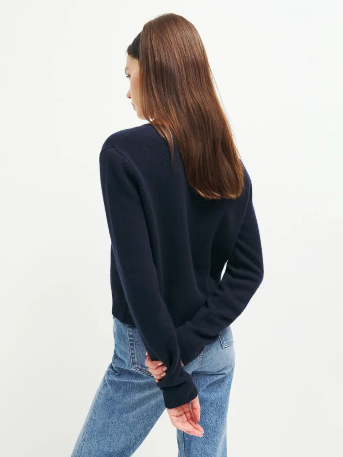 Reformation Sweaters Clara Cashmere Crew Cardigan Navy 8211 Women Reformation Sweaters Clara Cashmere Crew Cardigan Navy 8211 Women