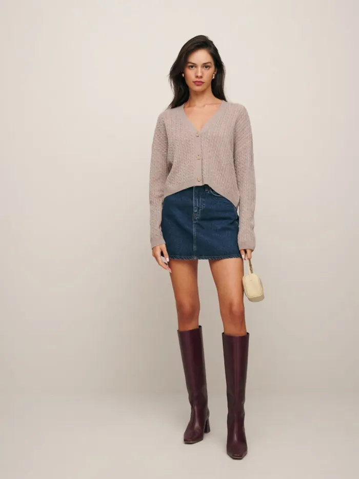 Reformation Sweaters Giusta Cropped Cashmere Cardigan Oatmeal 8211 Women