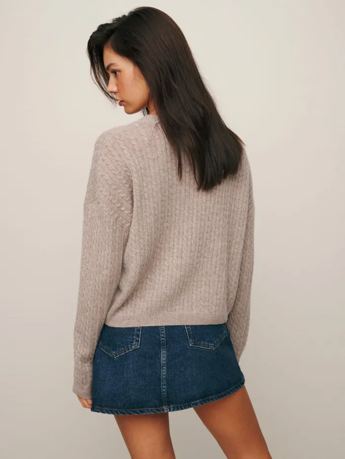 Reformation Sweaters Giusta Cropped Cashmere Cardigan Oatmeal 8211 Women