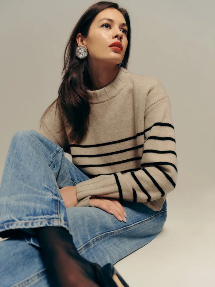 Reformation Sweaters Mer Regenerative Wool Sweater Dawson Stripe 8211 Women