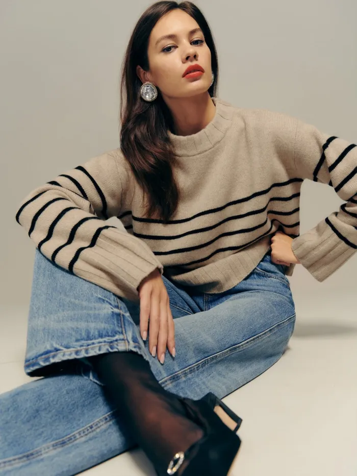 Reformation Sweaters Mer Regenerative Wool Sweater Dawson Stripe 8211 Women