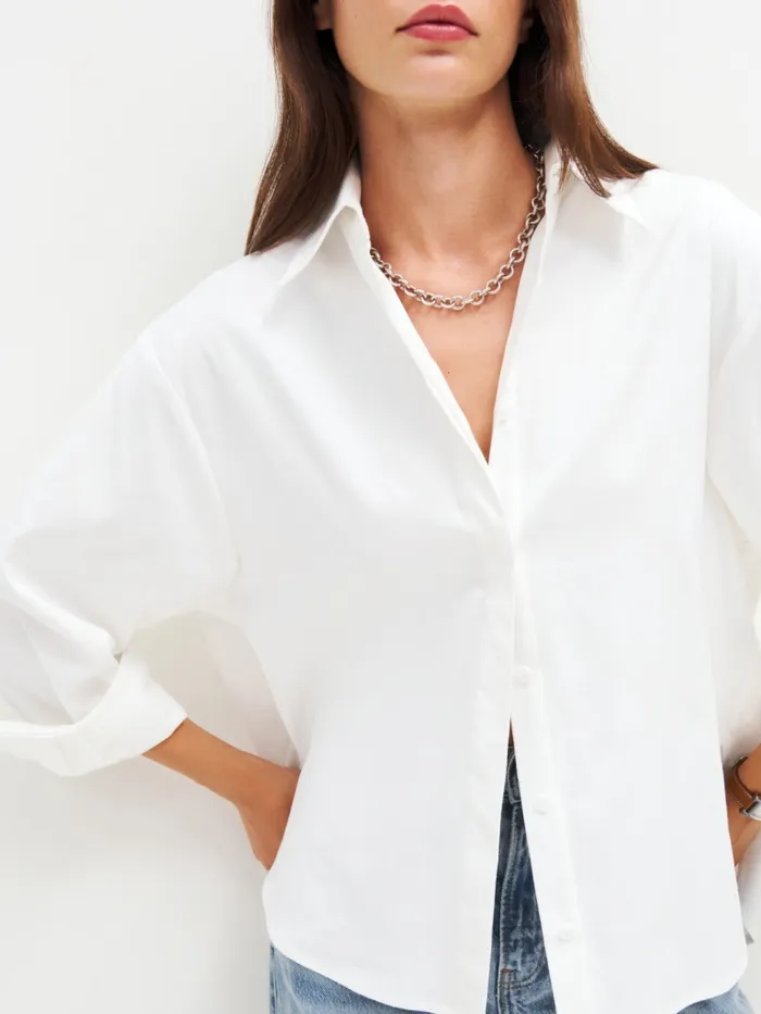 Reformation Tops Andy Oversized Shirt White 8211 Women Reformation Tops Andy Oversized Shirt White 8211 Women
