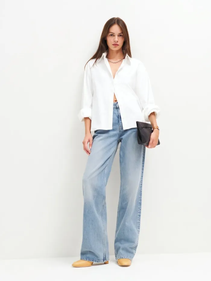 Reformation Tops Andy Oversized Shirt White 8211 Women Reformation Tops Andy Oversized Shirt White 8211 Women